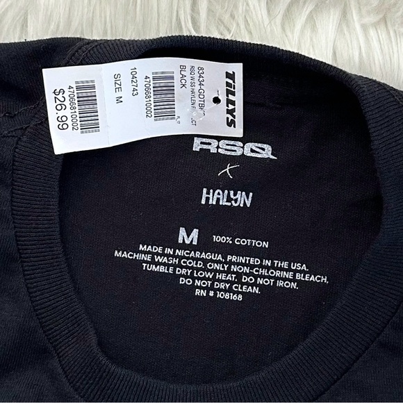 RSQ x Halyn NWT M Respect All Pronouns Black Graphic Floral Rainbow Tee LGBTQ - Picture 5 of 11